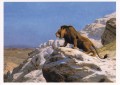 lion sur rocher Jean Léon Gérôme Arabes